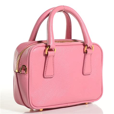 prada saffiano lux mini top handle bag|More.